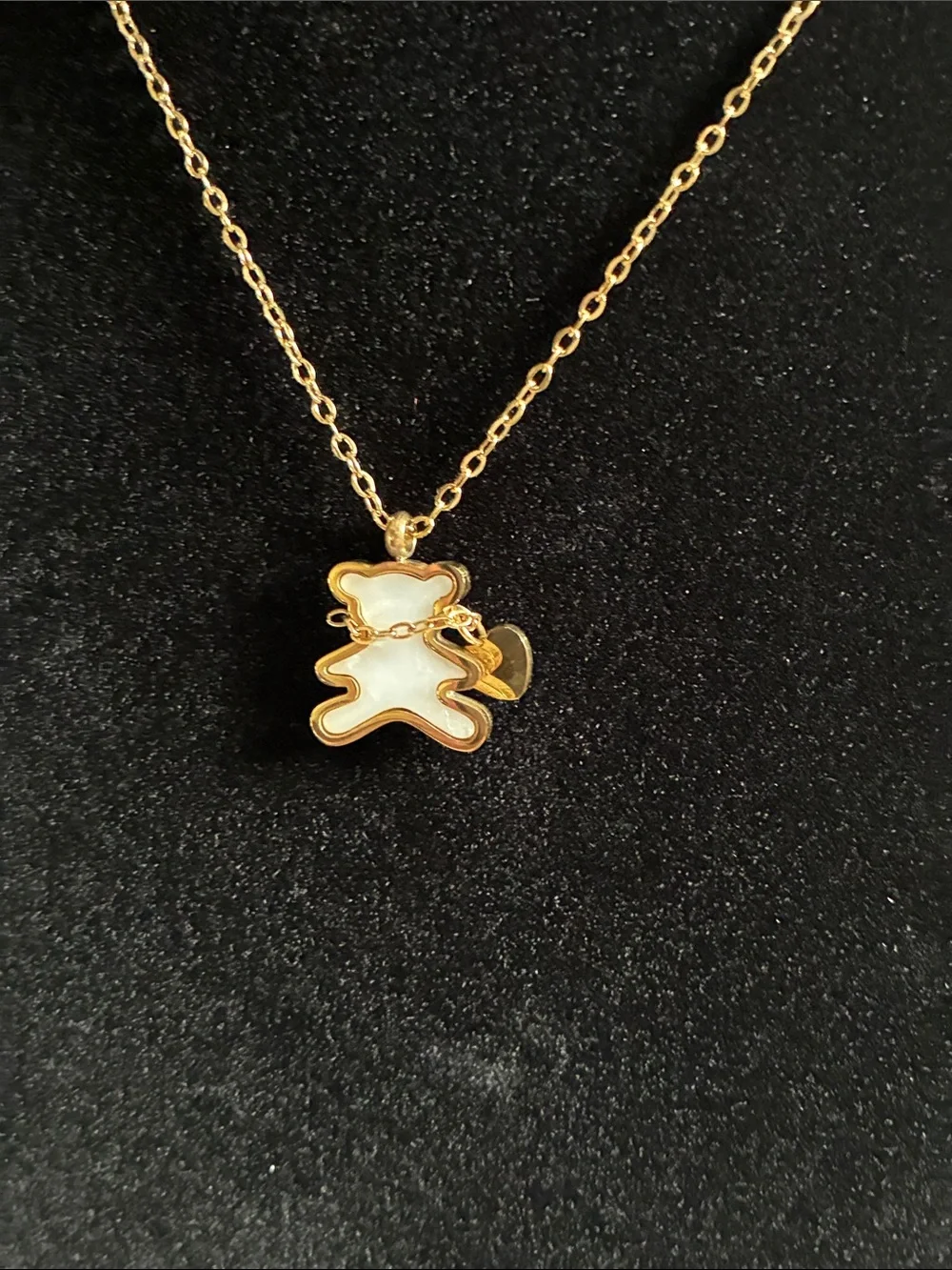 Stainless White Teddy Bear Pendant Necklace - Women Jewelry